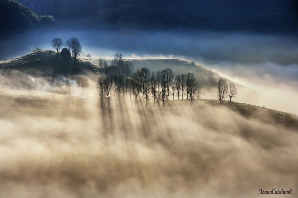 Mist over hills in Romania